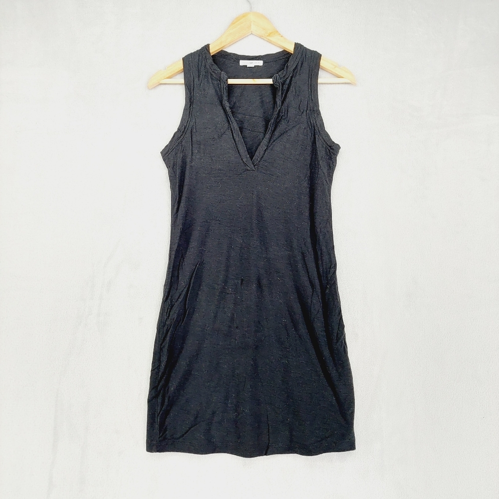 James Perse Women’s Black Sleeveless V-Neck Casual Dress P3356
